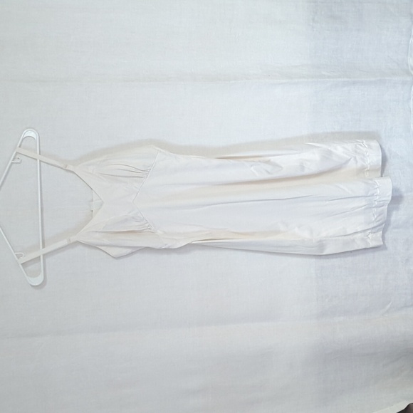 🍉 Vintage Movie Star Bone White Satin Slip Dress Midi Length Size 36 Ave - Picture 1 of 5